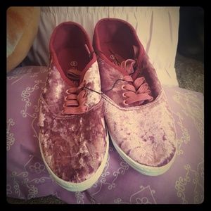 Pink velvet sneakers
